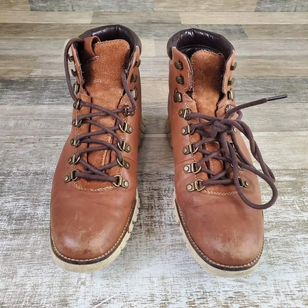 Cole Haan Zerogrand Mens Boots Sz 9 M Brown Leather Waterproof Hiking Boots‎